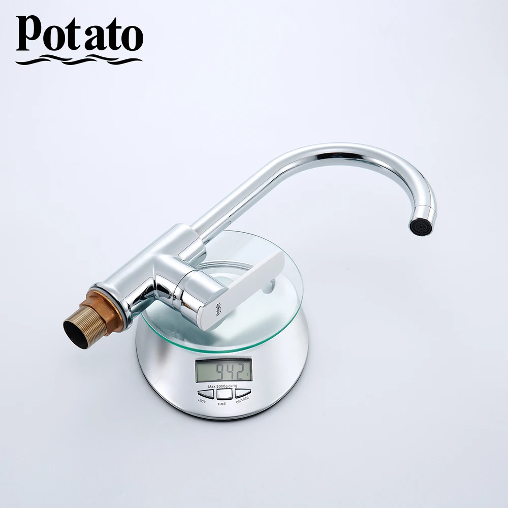Potato Смеситель для кухни на 360 градусов, черный поворотный кран с одной ручкой, винтажный кухонный смеситель p40238