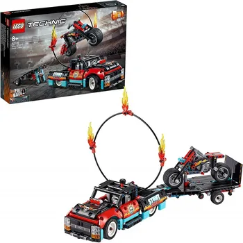 

LEGO Technic-acrobatic show: truck and motorcycle, toy construction Set with 2 in 1 model and Pull-back engine (42106)