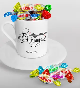 

Personalized Odyometrist Turkish coffee Cup and Haribo Candy Gift Set