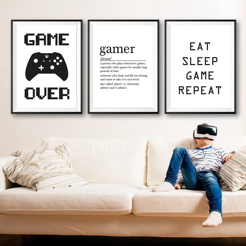 Gaming Quotes Wall Art Canvas Painting Gamer Definition Dictionary