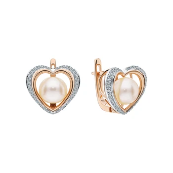 

Gold earrings with pearls cultured and diamonds sunlight sample 585