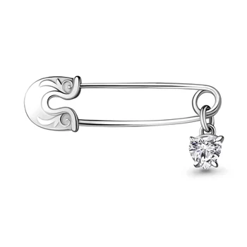 

Aquamarine pin with cubic zirconia, 925 sterling silver