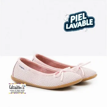 

Flats for girl leather washable minced pink, Conguitos