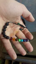 Pulsera clásica de 8mm con cuentas de piedra de Lava para hombre y mujer, cadena de 7 colores, cuerda tejida, Yoga, amistad, joyería ajustable