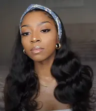 Headband Wig Human-Hair Body-Wave Full-Machine High-Density Women for Designer