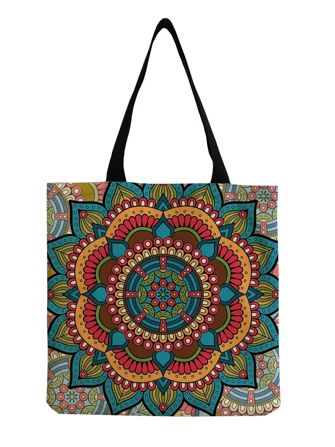 Customized Mandala Flower Tote Bags Women Eco Reusable Shopping Bag Floral Print Handbags For Lady Foldable Traveling Beach Bags 