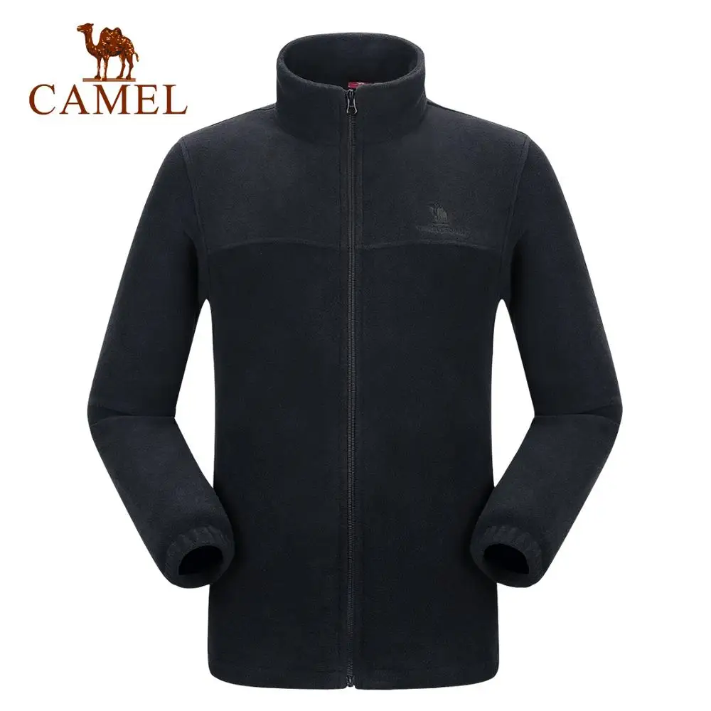 CAMEL, женская и Мужская Уличная флисовая куртка, ветрозащитная, походная, для кемпинга, зимняя, флисовая, теплая,, повседневная - Цвет: 103Black-Male