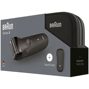 

Afeitadora braun serie 3 300s + bolsa - corte triple acción - 2*láminas sensofoil - ipx7 - pantalla led - batería recargable