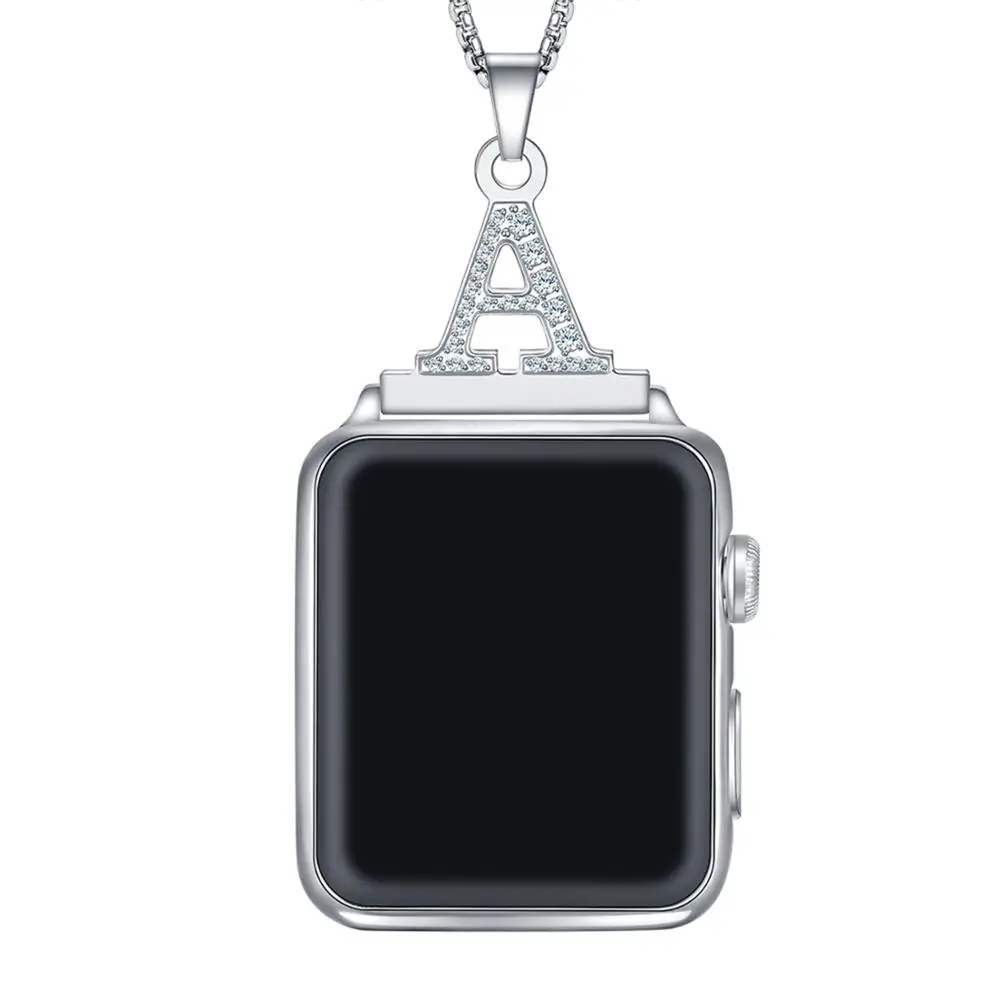 Crystal Diamond Alphabet Letter A-Z Necklace Pendant Watch Connector For Series 7/SE/6/5/4/3/2/1 | Мобильные телефоны и