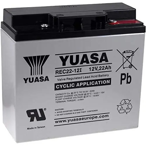 YUASA REC22-12i Batería 12V 22Ah plomo AGM recargable carrito de golf, autocaravana, silla de scooter -