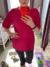 Oversize Tee Shirt Hipster Long-Tops Basic Harajuku Summer Korean Solid-Color Casual