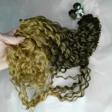 Anjo Plus RYLAI-extensiones de pelo rizado mechones, pelo sintético, 300g, para cabeza completa, 26-30 pulgadas, negro, marrón, degradado