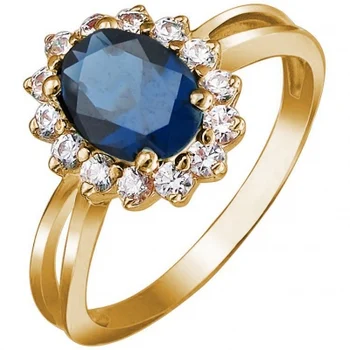 

Esthete ring with sapphire and cubic zirconia silver with gilding
