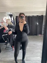 Además de Mono para las mujeres Romper 2020 de suerte etiqueta Casual de manga larga delgada cuello alto Catsuit cremallera de deporte ropa de mono negro