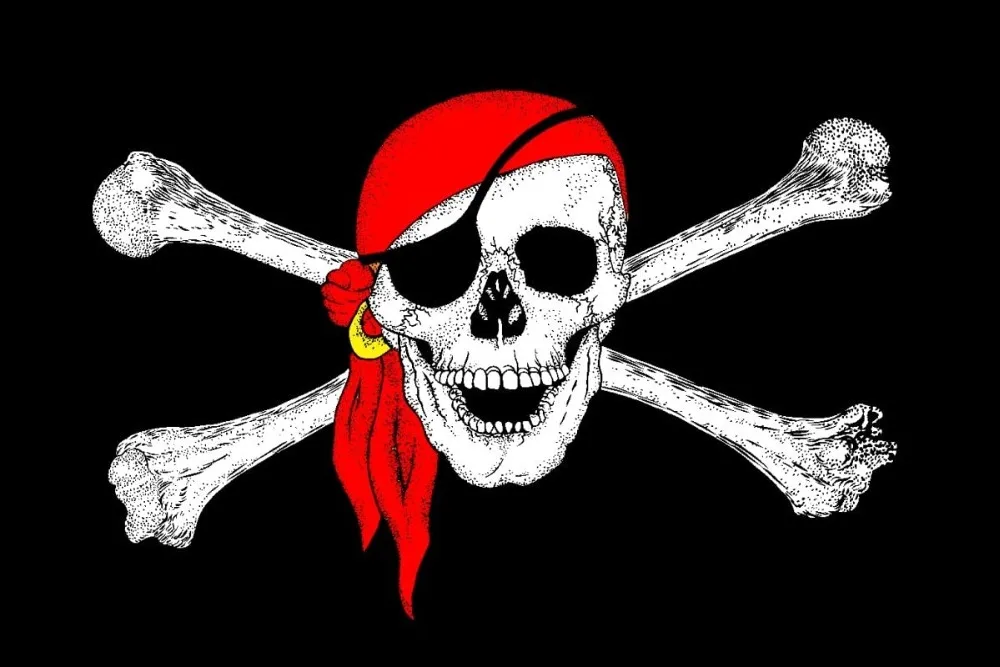 Bandera Calidad Nacional De Pirata Con Pañuelo Rojo 150X90Cm - Tela Di Alta Qualità Ambiente Rapido 24Horas