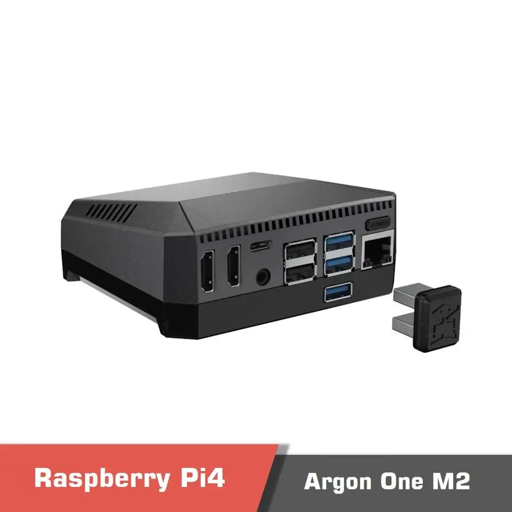 라즈베리 파이 4B 아르곤 M.2 SATA SSD 알루미늄 케이스, 풀 사이즈 HDMI 포트 2 개 포함, 레트로 게임, 영화 및 음악 지원