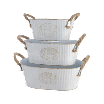 

CUBE ZINC OVAL WITH ROPE HANDLE SET OF 3 PCS