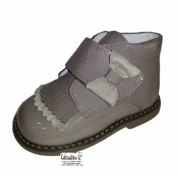 

Booties for baby girl patent leather kaffir and suede taupe with velcro, Andanines