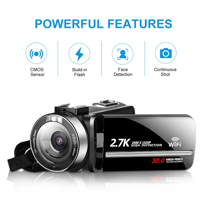 Wifi цифровая камера Портативная Цифровая видеокамера ночного видения SD HDMI 4K фото профессиональная DSLR 2,7 K Full HD видеокамера 16X