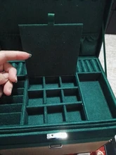 WE New-estuche de 3 capas con broche verde para mujer, organizador de joyería, anillo grande, collar, soporte de maquillaje, caja de joyería de terciopelo con cerradura