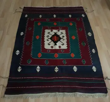 Turkish Handmade Wool Vintage Kilim Rug, Hand-knotted Dark Green Claret Red Navy Blue Kilim, Western Anatolian Kilim
Turkish Handmade Wool Vintage Kilim Rug, Hand-knotted Dark Green Claret Red Navy Blue Kilim, Western Anatolian Kilim