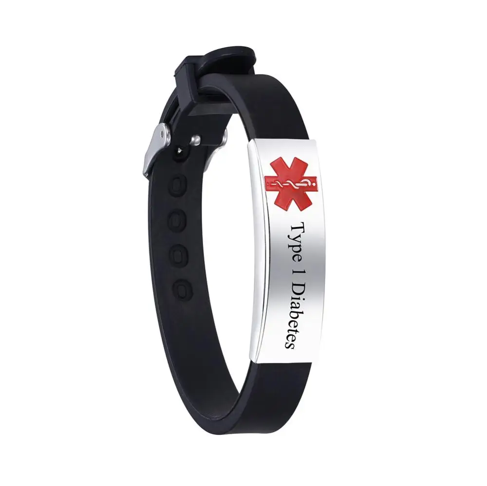 Черные браслеты из нержавеющей стали, черный силиконовый Регулируемый мужской браслет с Т-образным ремешком и пряжкой, женские и мужские ювелирные изделия, стальной силиконовый браслет