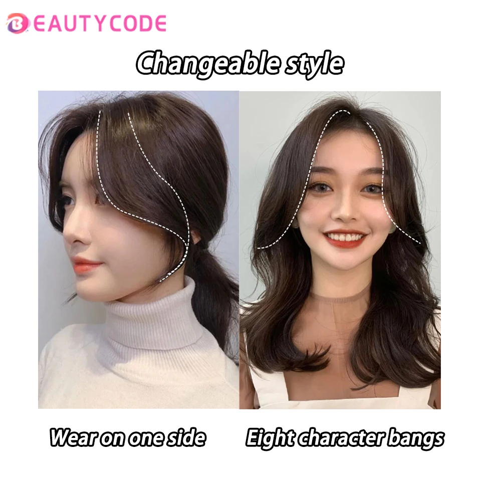 Women Fringe Clip In Hair Bangs Hairpiece Synthesis Hair Middle Part Two Sides Bang Piece Clip In Extensions synthetic bangs,synthetic hair extension