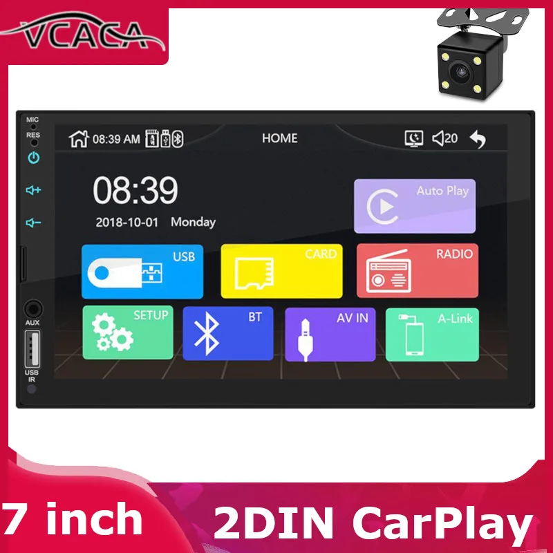 Автомобильный мультимедийный плеер VCACA с 7 &quotсенсорным экраном FM радио Bluetooth 1080P