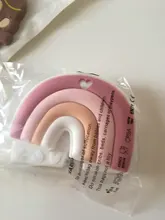 Mordedor de silicona de arcoíris para bebé, Clip de chupete de silicona de grado alimenticio para niños, juguetes hechos a mano, accesorios de forma geométrica para recién nacido