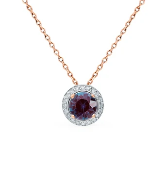

Gold pendant with alexandrite and diamonds sunlight sample 585 test