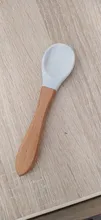 Cuchara de silicona suave para bebé, cuchara de madera de aprendizaje para bebé, cuchara antideslizante, herramientas de alimentación de bebé