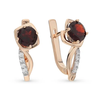 

Gold earrings with cubic zirconia and Garnet sunlight sample 585