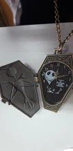 Reloj de bolsillo de cuarzo para hombre, colgante de cadena con calavera antigua, pesadilla antes de Navidad, de bronce, relojes bolsillo Vintage