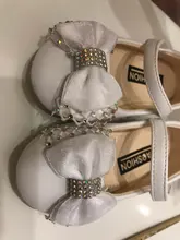 Zapatos blancos para niñas, zapatos de vestir de boda con lazo, pajarita, cristal dulce, planos de cuero para niños pequeños, 22 a 31