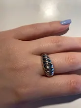 Plata de Ley 925 Plata torcida Croissants anillos para los hombres y las mujeres minimalista grueso Anillos geométricos joyería Vintage