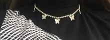 Modyle-collar con colgante de mariposa para mujer, joyería con diamantes de imitación brillantes, llamativo, gargantilla de cristal, para regalo