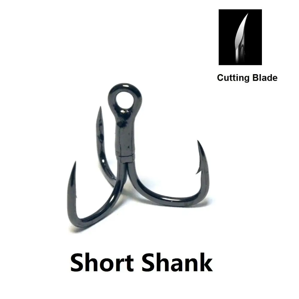 

Size #8 #6 #4 Black Nickle Short Shank Cutting Blade Forged High Quality Treble Fishing Hooks Fishing Tackle FH38HP30