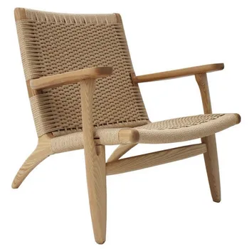 

Rojas Mobiliario - Sillón estilo CH25 Hans J. Wegner fresno natural/ ratán