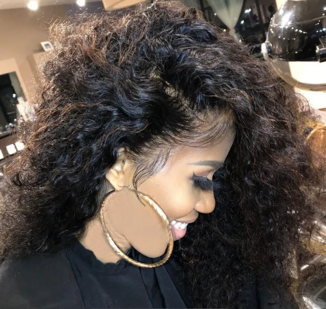 Deep Curly Brazilian Fake Scalp Full Lace Wig photo review
