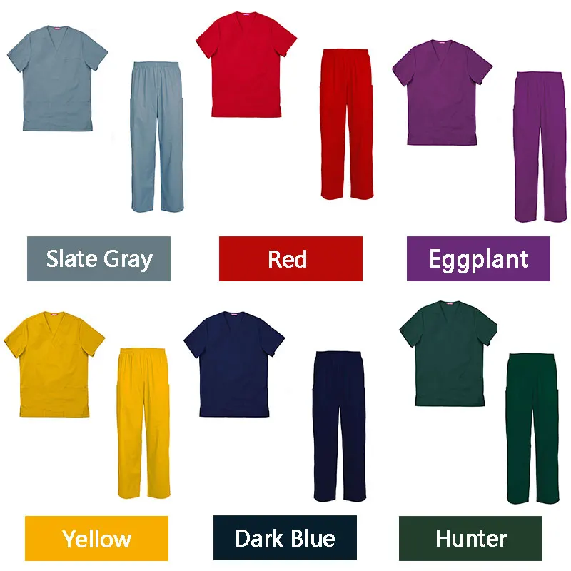 Men's Scrub Set Nursing Uniform Scrubs Set Top and Pants