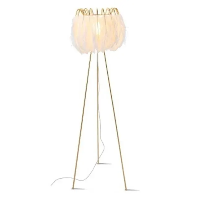 $US $132.00 Nordic Style Art White Feather Table Light Creative Warm Bedroom Bedside Lamp Living Room Children's Room Floor Table Lighting