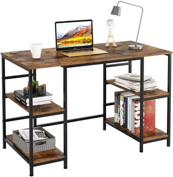 Homfa Computer Desk Industrial Writing Table with 4 Shelves 1