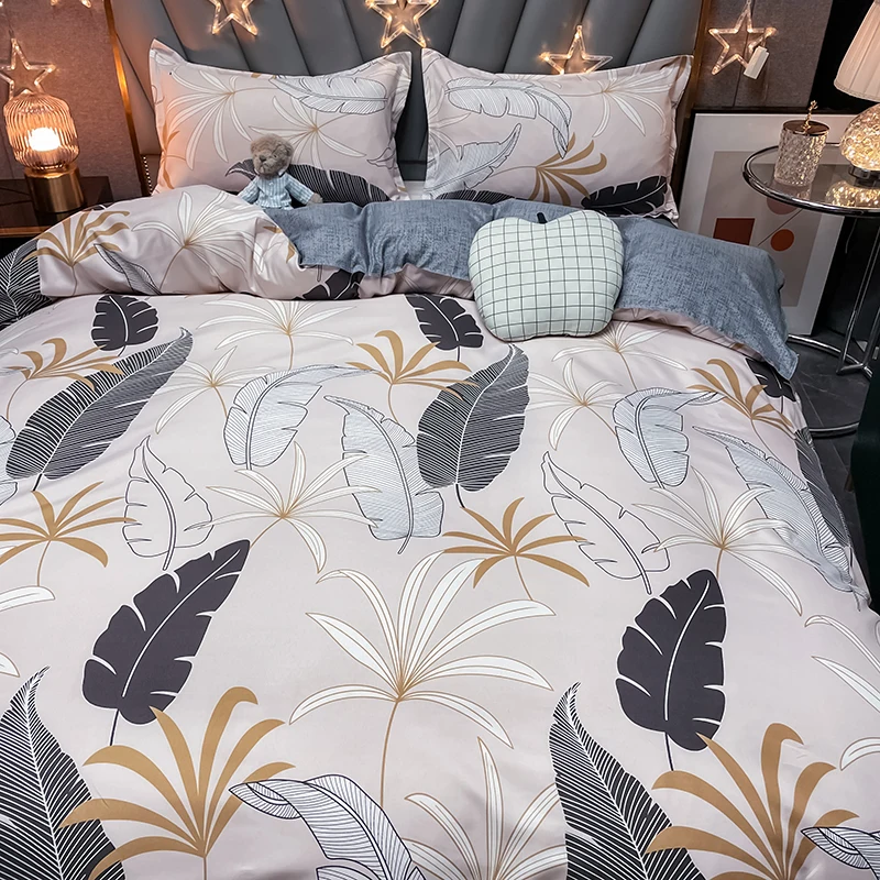 

Leaf Tropical Plant Print Child Bed Sheet And Pillowcase Comforter Bedding Set Girl Boy Kid Bed Cover Set Adult Duvet Cover