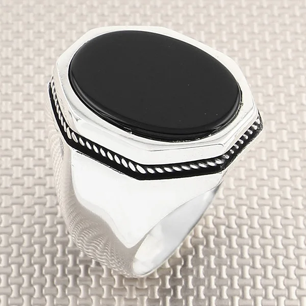 

Classic Flat Design Oval Black Onyx Gemstone Men Ring 925 Sterling Silver Jewellery Handmade Ring Natural Gemstone Men Ring