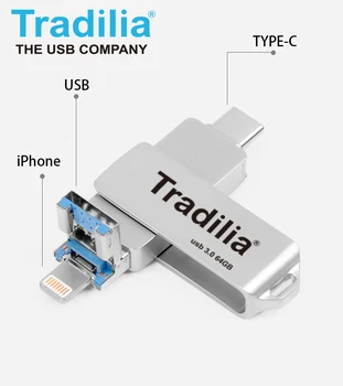 

Pendrive 64 gb version 3.0 OTG for iphone and Type-c connection and usb 3.0 flash drive 64 gb capacity