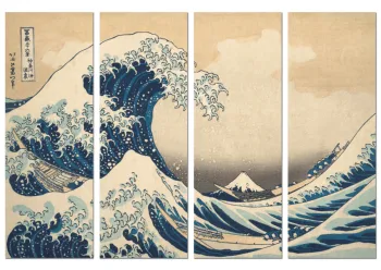 

Panorama Hokusai The Great Wave of Kanagawa Canvas Print in 4 Pieces - Printed on Canvas- Japanese Pictures for Walls - Wall Art Prints - Wall Decor - Wall Art Canvas
