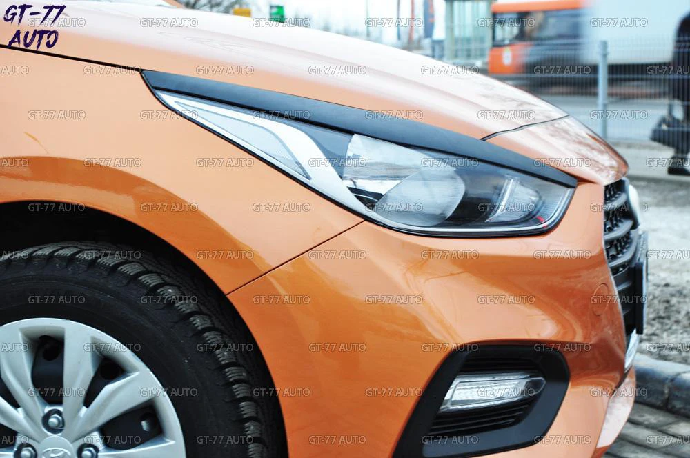 Накладки для бровей на фары для Hyundai Solaris-Модель B широкие реснички 1 комплект/2 шт Материал ABS пластик Стайлинг tuni