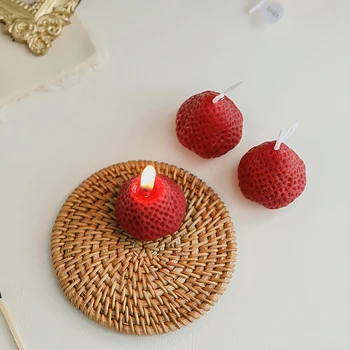 1PC/4PCS Strawberry Decorative Aromatic Candles Soy Wax Scented Candle for Birthday Wedding Candle 5