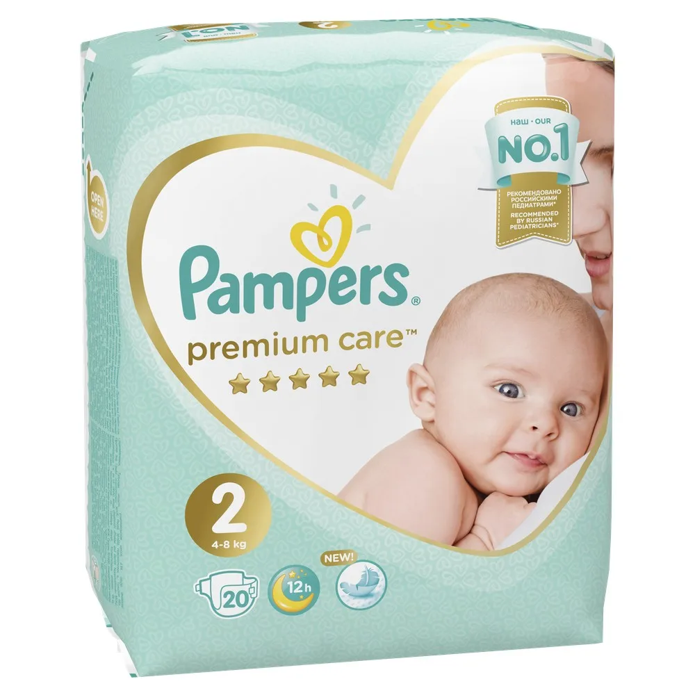 Подгузники Pampers Premium Care Размер 2, 4-8кг, 20 штук