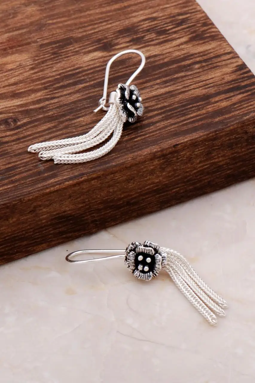 

Flower Handmade Silver Dangle Earrings 4917 High Quality Hand Made Original Filigree Silver Jewellery Gift for Women